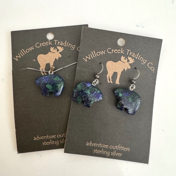 Jewelry - Willow Creek Trading Co-Necklace and Earring Pairs of Bear Stone Pendant Vintage